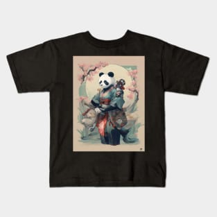 Japanese samurai panda Kids T-Shirt